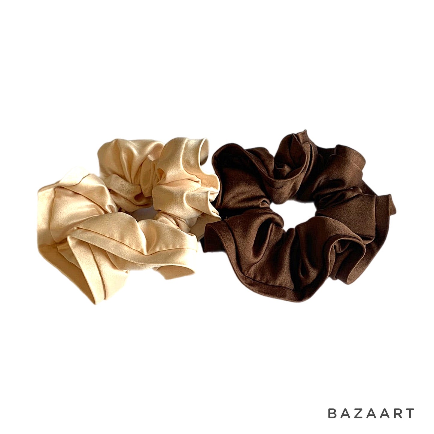 Hair Scrunchy Set, Brown & Cream Scrunchies