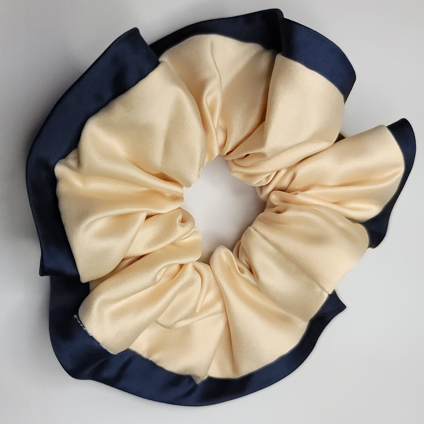 Hair Scrunchy Cream and Navy Blue Edges, Hair Scrunchie