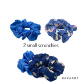 Blue Floral Hair Scrunchies, Small Scrunchy