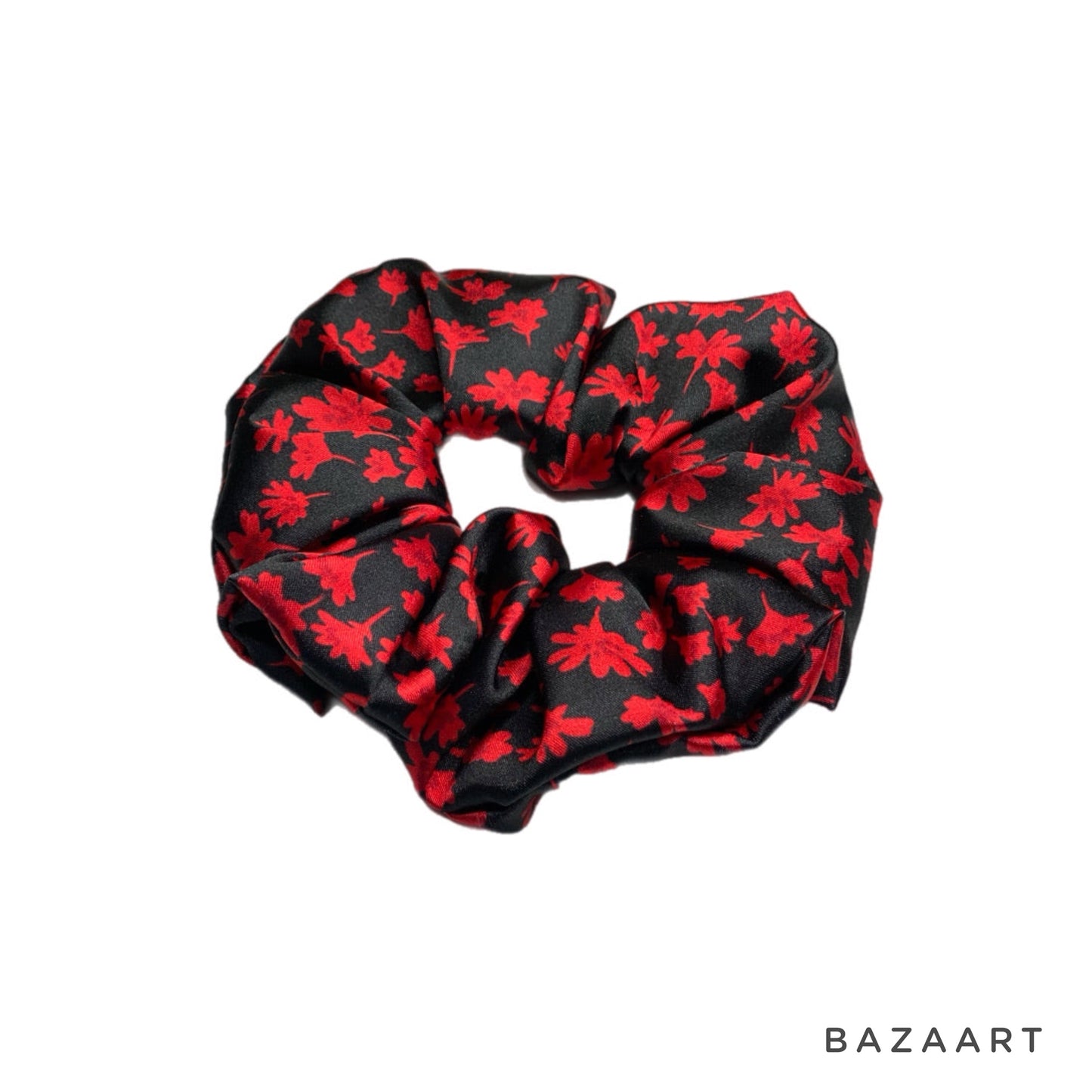 Satin Flower Hair Scrunchie