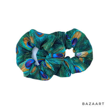 Peacock Standard Hair Scrunchies