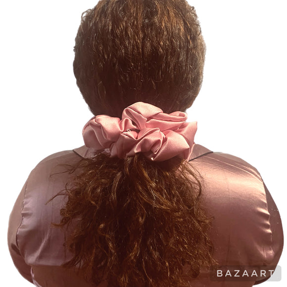 Pink Satin Hair Scrunchie