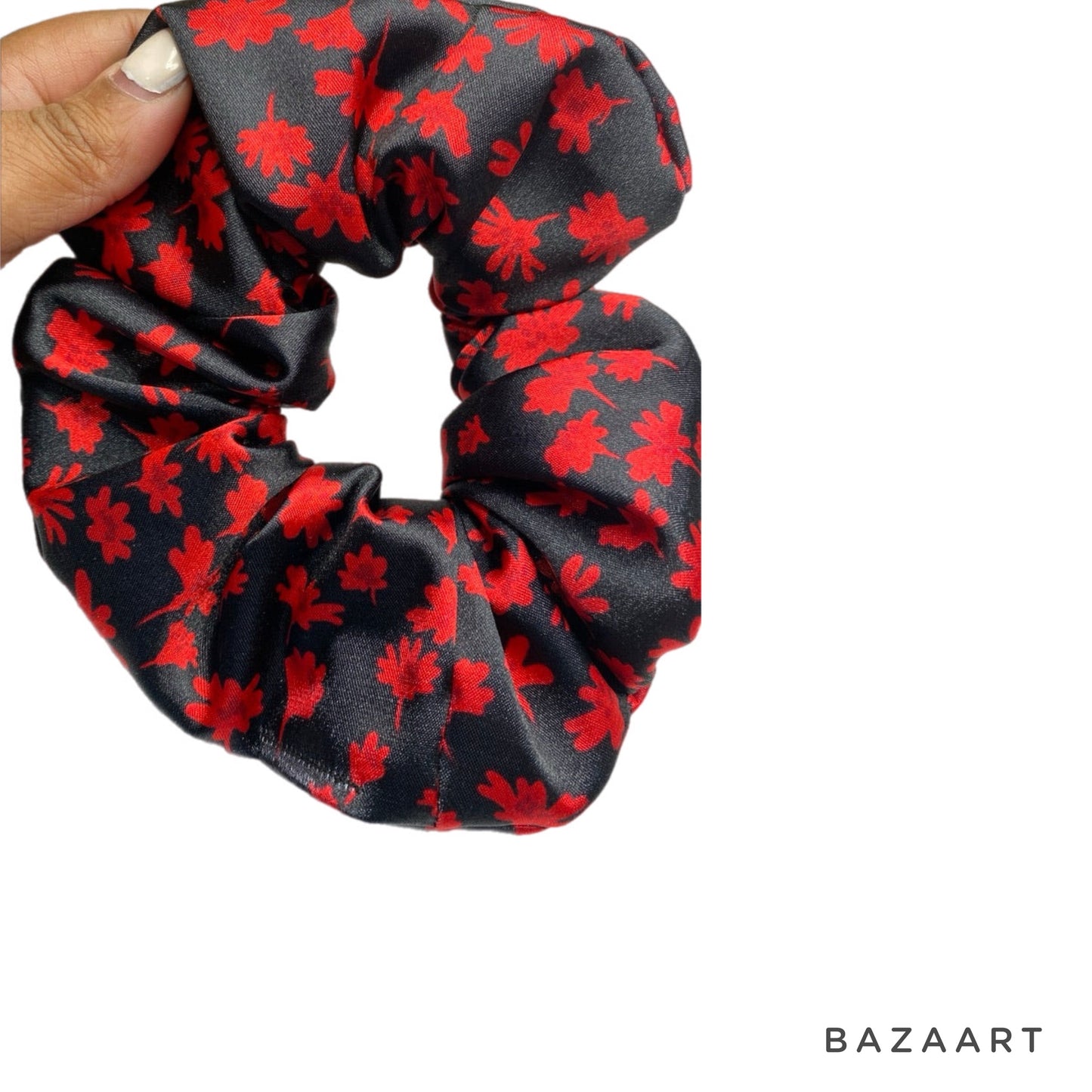 Satin Flower Hair Scrunchie