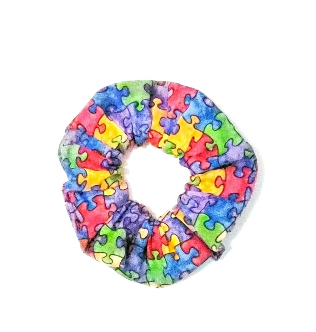 Autism Awareness, Puzzle Pieces Hair Scrunchies