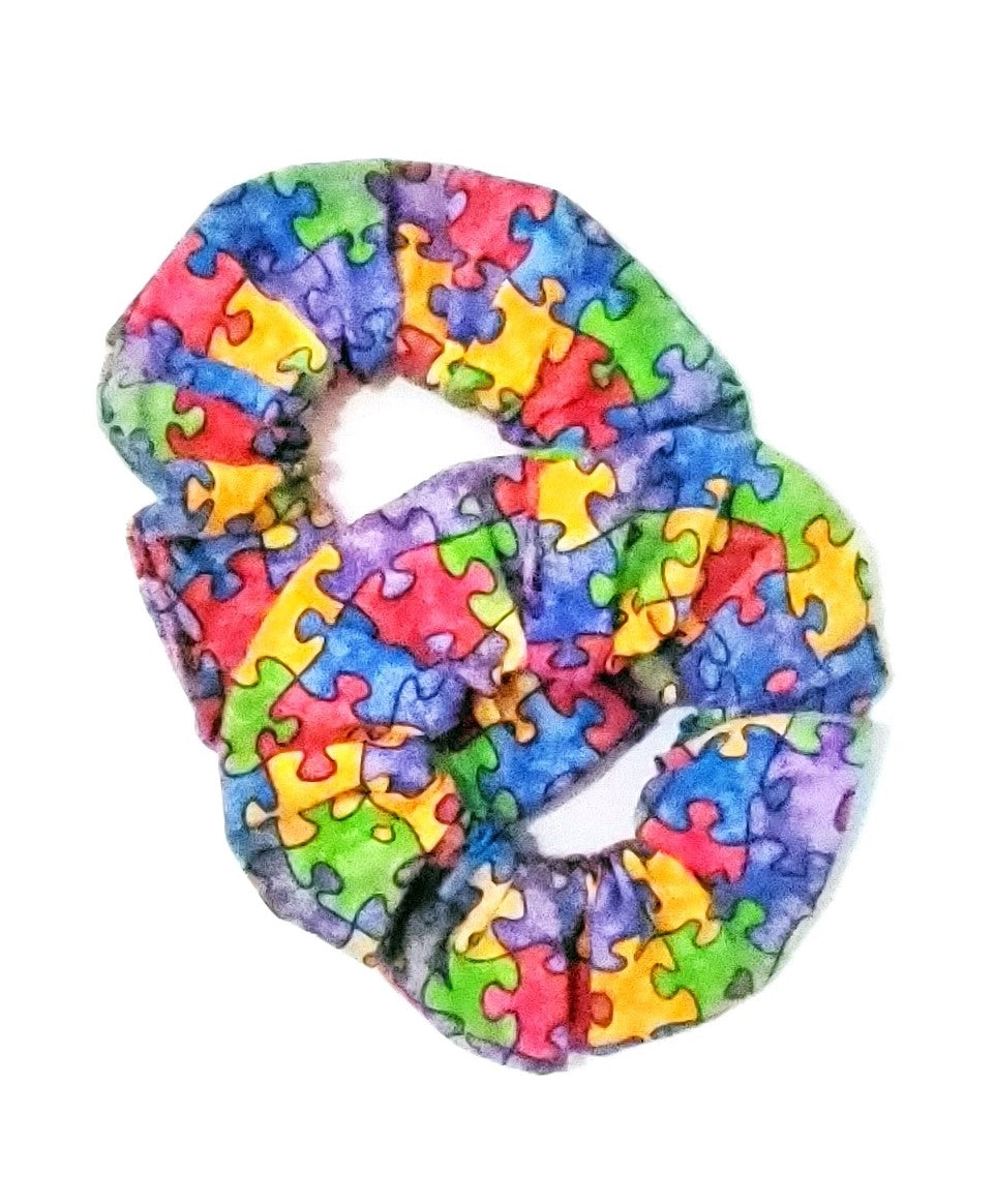 Autism Awareness, Puzzle Pieces Hair Scrunchies