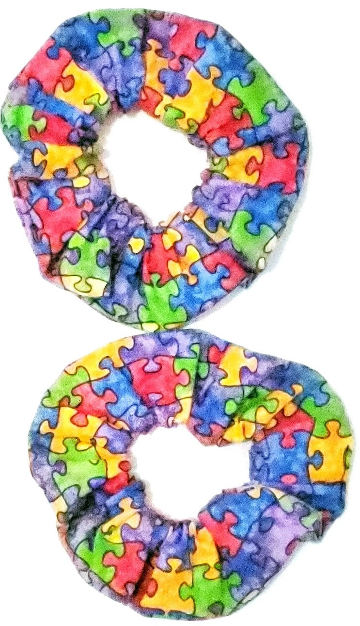 Autism Awareness, Puzzle Pieces Hair Scrunchies