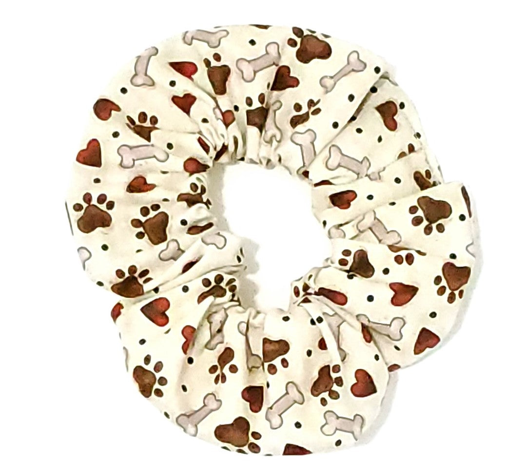 Dog Bones | Dog Paw Print Hair Scrunchies | Doggy Mom Hair