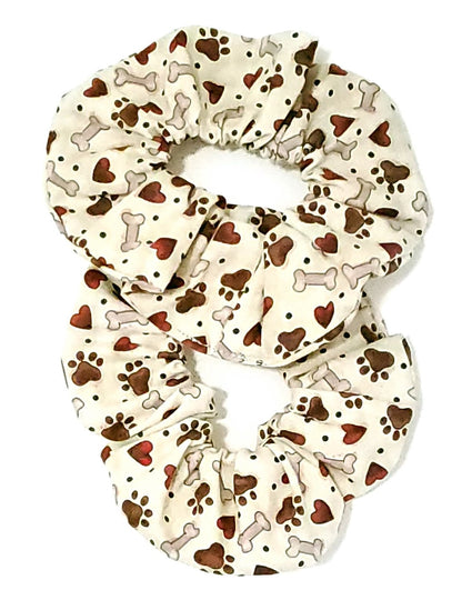 Dog Bones | Dog Paw Print Hair Scrunchies | Doggy Mom Hair