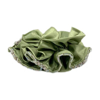 Satin Ruffled Beaded Edge Hair Scrunchy
