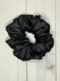 NaitOwl Black Satin Hair Scrunchy  Extra Big Scrunchie, Mega Jumbo Size