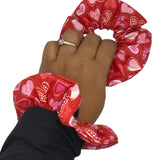 Hearts Hair Scrunchies | Red and Pink Scrunchy | Pony Tail Hair Tie
