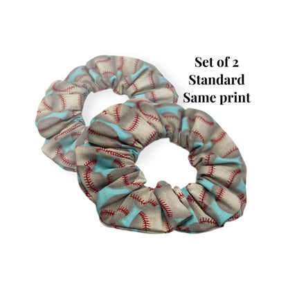 Aqua Baseball, Hair Scrunchy, 2 Pack, Sports Scrunchie, Gift