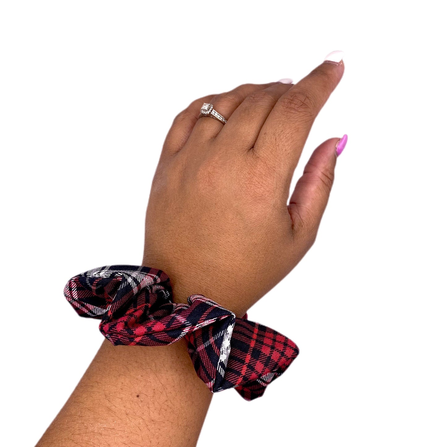 Red / Black Christmas Plaid Hair Scrunchies, Set of 2