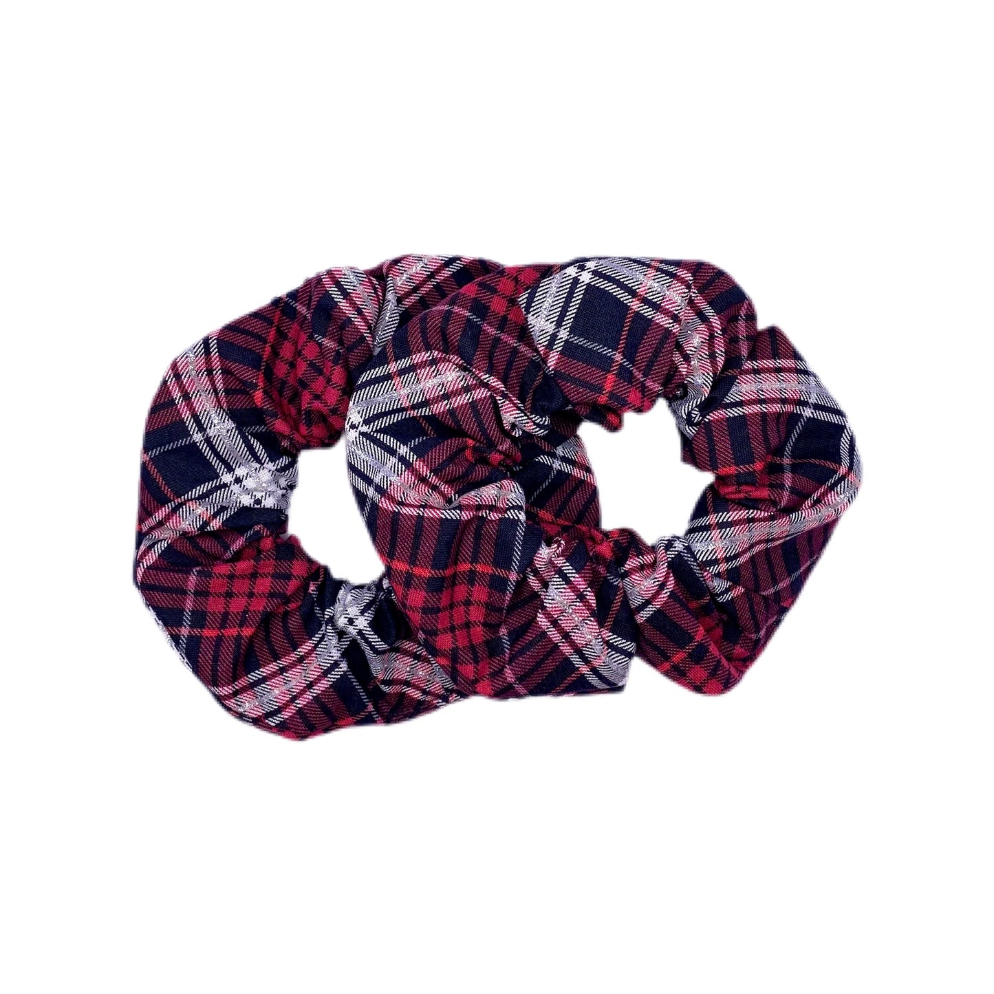 Red / Black Christmas Plaid Hair Scrunchies, Set of 2