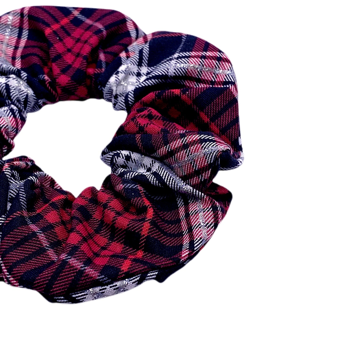 Red / Black Christmas Plaid Hair Scrunchies, Set of 2