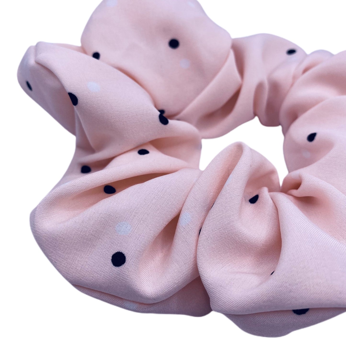 Soft Pink Dotty Hair Scrunchies | Satin Scrunchy