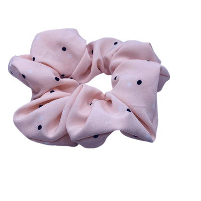 Soft Pink Dotty Hair Scrunchies | Satin Scrunchy