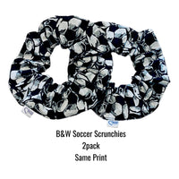 Soccer Hair Scrunchies | Black and White | 2 Count | Game Scrunchies | Standard Size | Coach Gift